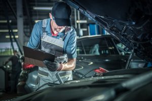 Mechanic working on a car