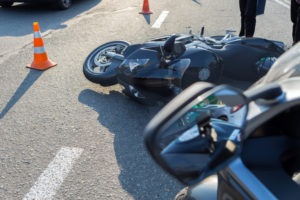 close-up of a motorcycle accident