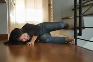 woman falling down a staircase