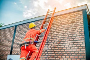 Worker climbing