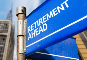 Retirement,Ahead,Blue,Road,Sign